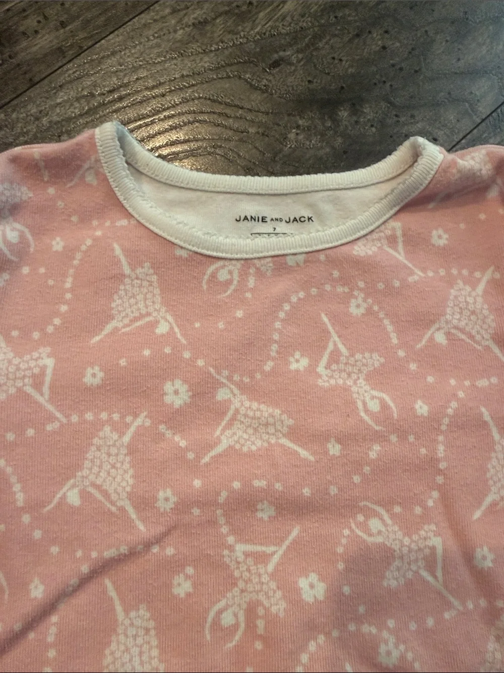 Janie and jack pajama girls size 7 used cotton white pink ballerina cotton